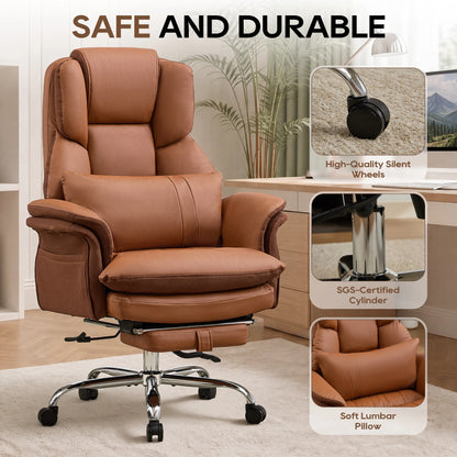 TCGBKAF Big and Tall Executive Criss Cross Office Chair, Ergonomic Computer Desk Chair with Adjustable Backrest, Flip Armrests & Footrest for Home & Office