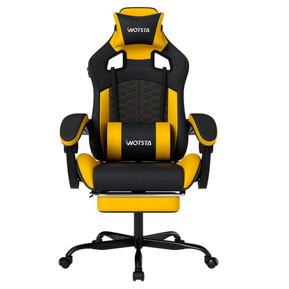 WOTSTA Gaming Chair with Footrest, Lumbar Support, Adjustable Height, Swivel Seat, Headrest ,For Office or Gaming