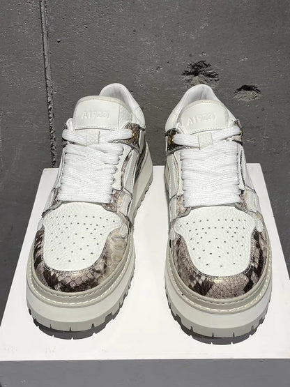 Men Genuine Leather Casual Shoes Personality Design Sport Shoe Outdoor Driving Jogging Shoes Men White Platform Sneakers...