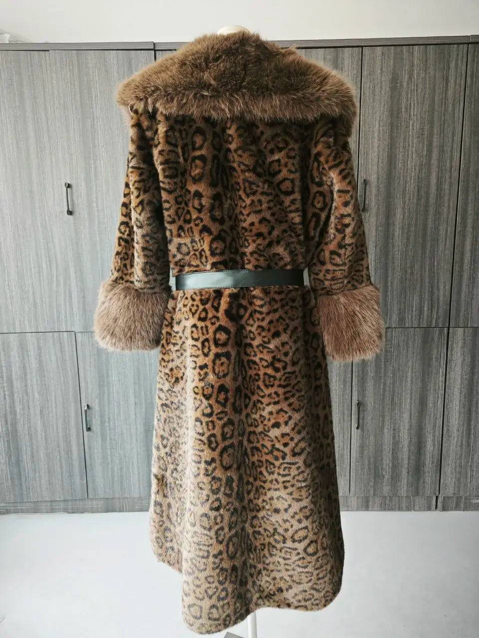 ZMEENNA Brown Leoppard Print Big Size Long Faux Fur Jacket New Lapel Long Sleeve Women Coat Fashion Autumn Winter 2024 ZM593