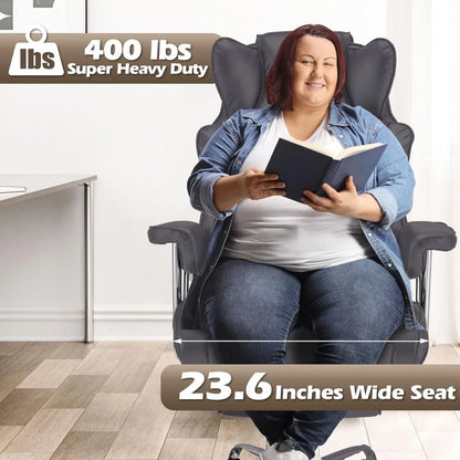 ergonomic large-size executive reclining office chair with footrest and adjustable high back leather seat