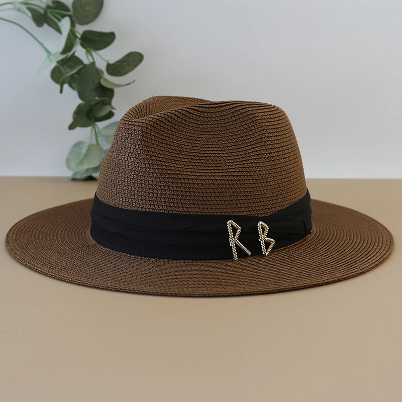 XL Big Size Sun Hat for Men Big Head Beach Panama Hat Man Wide Brim Straw Hat Designer  Classic Fedora