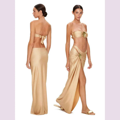 Off Shoulder Bikini With Skirt Women Swimsuit 2025 Biquini High Cut Swimwear Lady Holiday Bath Suit Female Beachwear Outfits