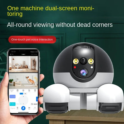 Dual lens, dual screen household 360 degree high-definition  robot monitoring vehicle intelligent camera