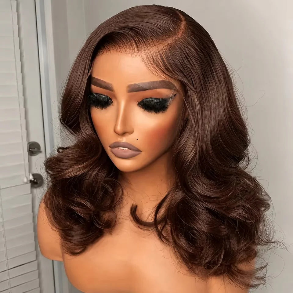 13x4 Bob Wig Human Hair Body Wave Brazilian Hair Pre Plucked and Natural Hairline HD Lace Frontal Wig Human Hair Pre...