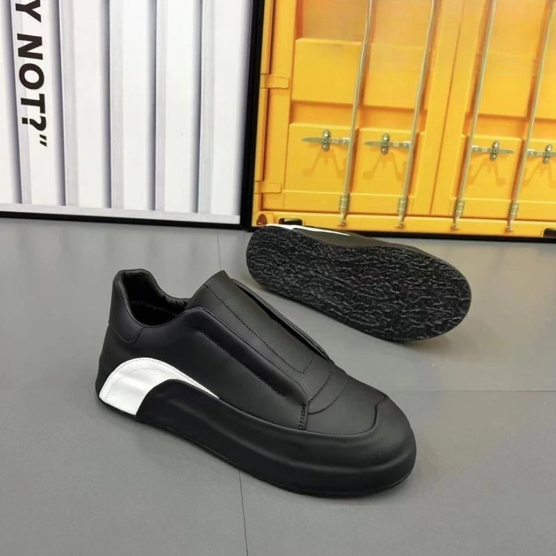 Platform Shoes Men's Sneakers Trend Flat Leather Male Casual Shoes Soft Sole Running Shoes Designer Increased Internal Footwear