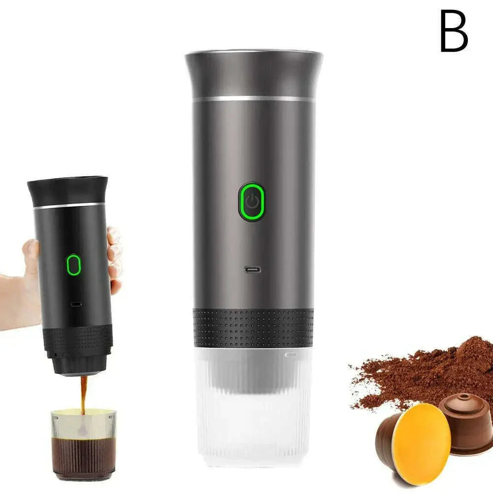 Electric Portable Coffee Machine Portable Italian Espresso Machine for Car & Home 3-in-1 Capsule Powder Travel Coffee Maker