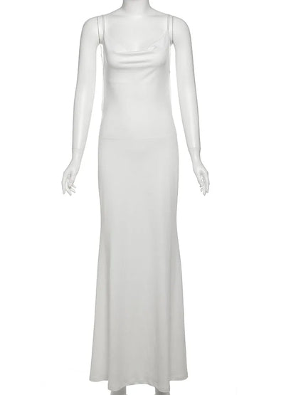 Cutenew Suspendency Maxi Dresses Women Silky Patchwork Backless Body-shaping Vestidos Female Solid Sexy Hot High Street Frock