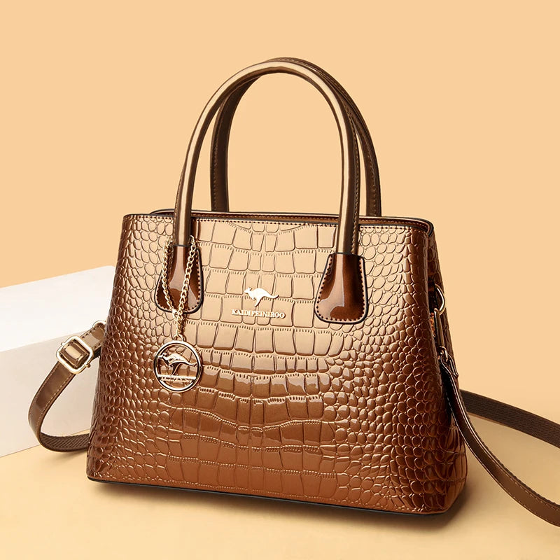 2024 Luxury Designer Handbag Brand Ladies Crocodile Patterned Patent Leather Tote Bag Crossbody Shoulder Bags For Women...