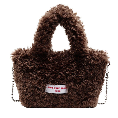 Zipper Sweet Plush Velvet Shoulder Bags for Women Cute Autumn and Winter 2025 New Solid Color Versatile Youth Women's Handbag