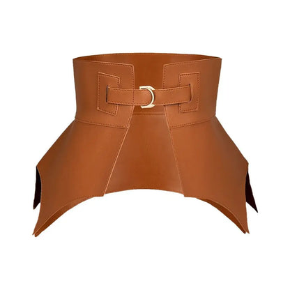 Black Brown Irregular Pu Leather Long Wide Belt Punk Style Women Fashion Autumn Winter Waistband Corset Belt | Kimlud...