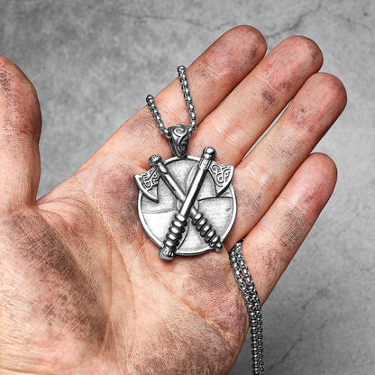 Double Axe Viking Men Necklaces With Pendant Stainless Steel Jewelry Nordic Totem For Male Women Punk Hip Hop Gifts Wholesale