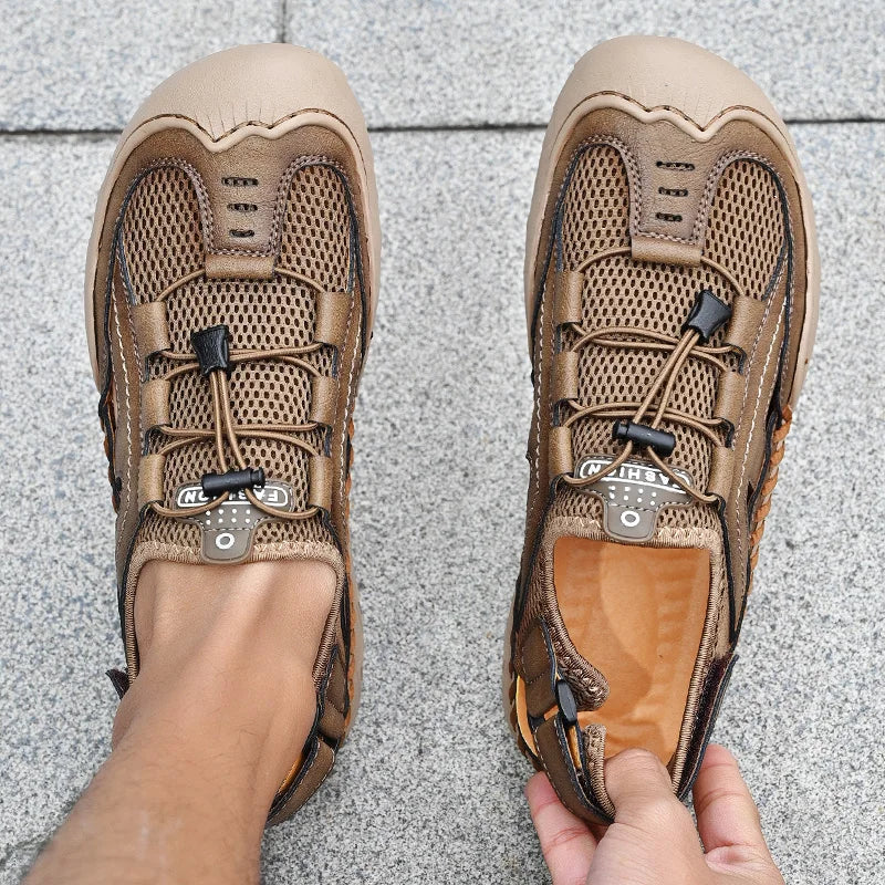 New Mens Sandals Summer Breathable Mesh Sandals Men Outdoor Casual Lightweight Beach Sandals Fashion Men Shoes Large Size 38-46 - Kimlud