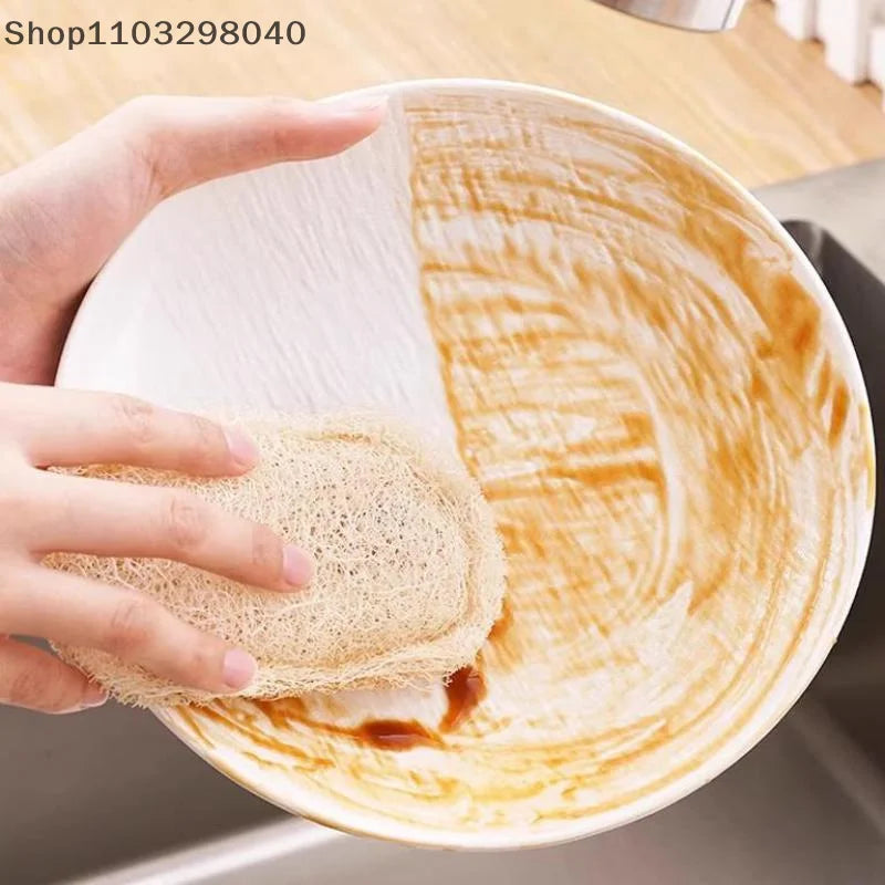 6-Pack Natural Loofah Sponge For Dishes, Pots, And Oil Stain Cleaning – Kitchen Scrub Pad