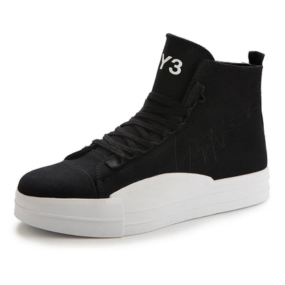 Men's Casual Shoes Fahion Personality Design Boots In Black Canvas Comfortable BreathableMen's Shoes Non-slip Lace-up Shoes Men