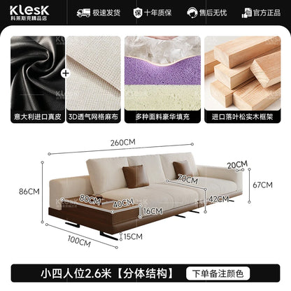 Connery Straight Sofa Linen-cotton Italian Light Luxury Modern Minimalist Living Room Furniture Villa Sofa with Small...