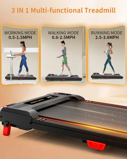 Under Desk Treadmill, Incline Walking Pad Treadmill 330lbs Capacity, 2.5HP Portable Treadmills for Home - Kimlud