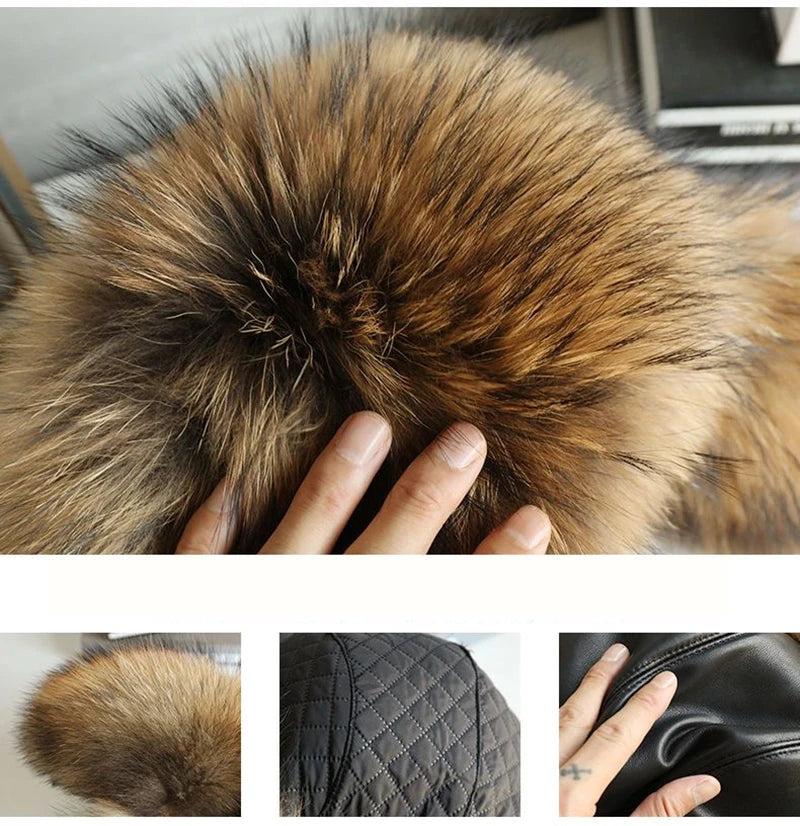 Natural Raccoon Fur Hat Women Black Fox Fur Russian Ushanka Hats Winter Warm Ears Bomber Cap