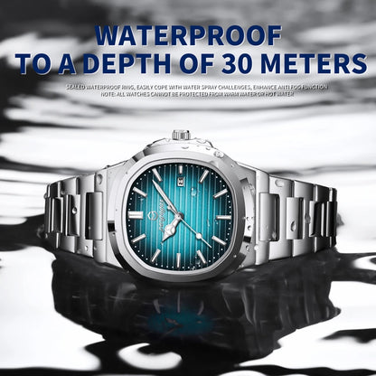 2025 New Luxury Military Man Watch Square Waterproof Luminous Date Week Men Watch Stainless Steel Quartz Men's Watches Reloj+box