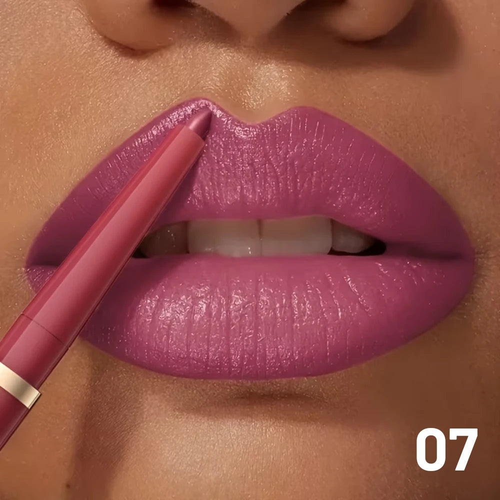 High Pigment Matte Nude Lip Liner Pencil, Waterproof Long Wear Smooth Retractable Lip Contour Makeup - Kimlud