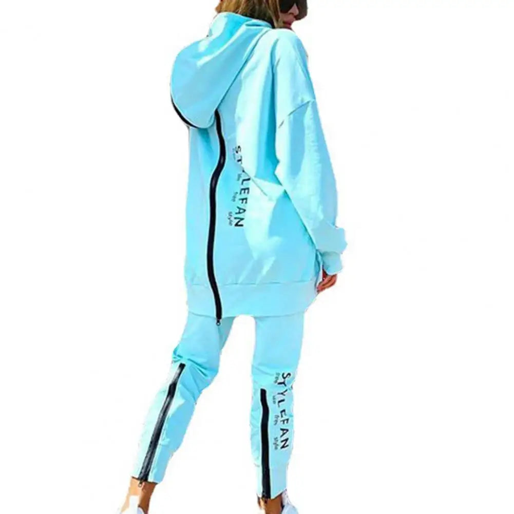 Winter Chic Oversized Tracksuit Back Zipper Long Hoodie + Pants Set Street Sportswear Pullover Hip-Hop Two-Piece Women Outfits - Kimlud