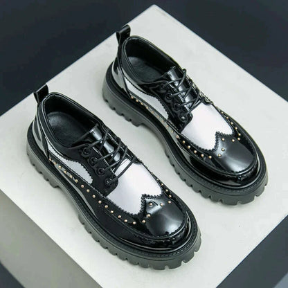 Men Casual Office Business Formal Oxford Thick Bottom Dress Shoes Men Gentleman Outdoor Patent Leather Wedding Shoes Fashion
