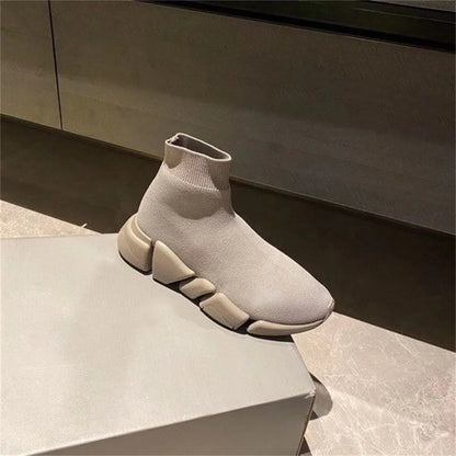 Hot Black High Top Women Socks Shoes Sneakers Breathable Couples Casual Sports Shoes Comfy Platform Sock Sneakers Men - Kimlud