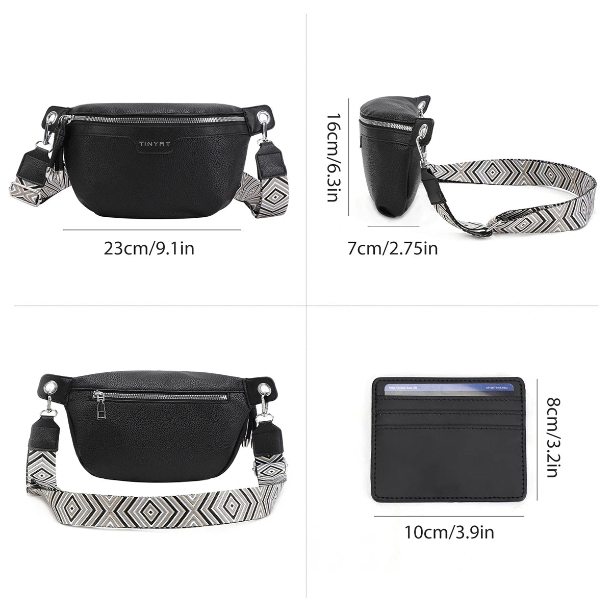 TINYAT Women's Fashion Crossbody Bags Waterproof Bohemian Style Large Capacity Chest Bags Outdoor Party Travel Waist Bags