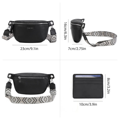 TINYAT Women's Fashion Crossbody Bags Waterproof Bohemian Style Large Capacity Chest Bags Outdoor Party Travel Waist Bags
