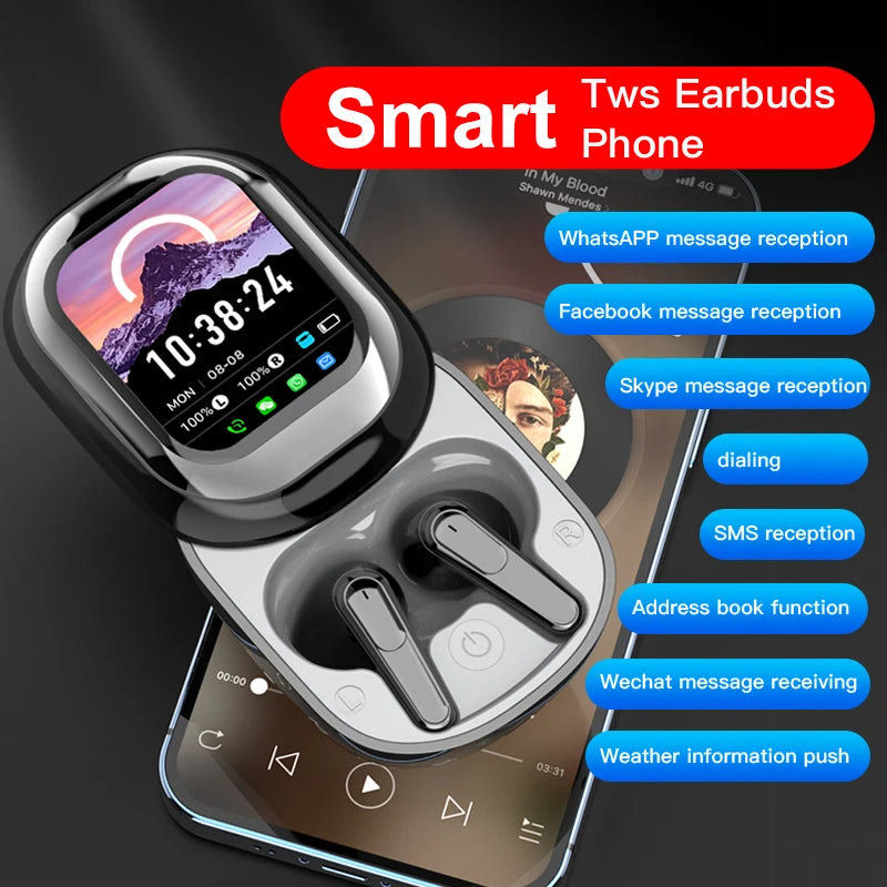 SE-ONE Smart Headphones LED Full-color Slide Touch Screen Support APP Information Receiving Wireless TWS Earbuds 300mAh