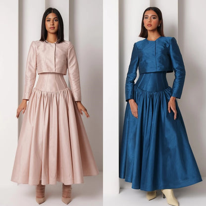 Customized Jiayigong s Draped Wedding Party A-line O-Neck Bespoke Occasion Gown Midi es | Kimlud Luxury Dress