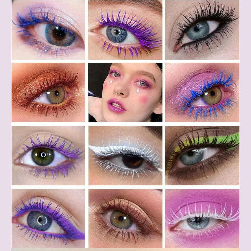 5D Mascara Makeup Waterproof Sweatproof Non-smudgy Slim Color Purple Blue White  Mascara Waterproof  Cosmetics