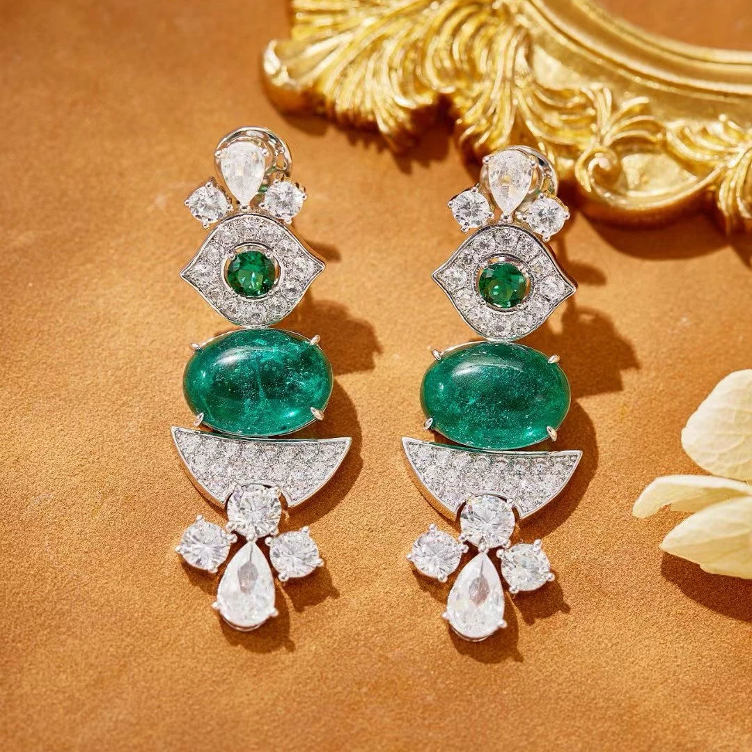 EYER Top Grade Temperament AAA Zircon designer Necklace For Women Luxury Green Drop Earrings Wedding Evening Dress Jewelry Set