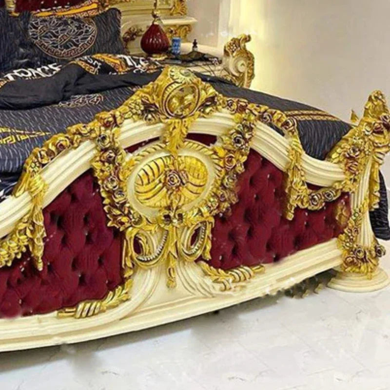 European Double Queen Bed Headboards Vintage Square Romantic Simple Trendy Unusual Bed Light Luxury Beliche Lounge Furniture - Kimlud