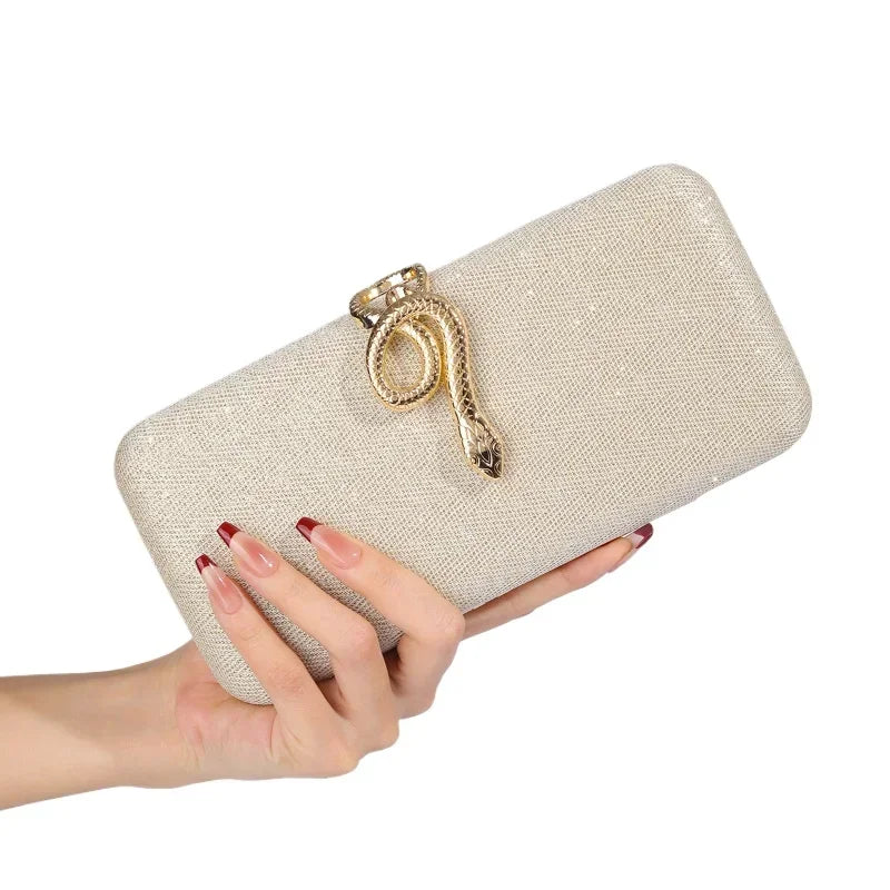 Classic Snake Buckle Evening Purse Women's Sparkling Clutch Bag Annual/wedding Party Handbag Elegant Square Box Bag...