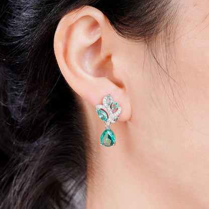 Huitan Gorgeous Green CZ Dangle Earrings for Women New Trendy Wedding Engagement Female Earrings Elegant Accessories...