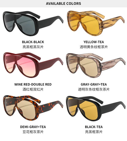 Oversized One Piece Large Frame Y2K Cat Eye Sunglasses for Women Men Retro Square Gradient Sun Glasses UV400 Decoration Shades