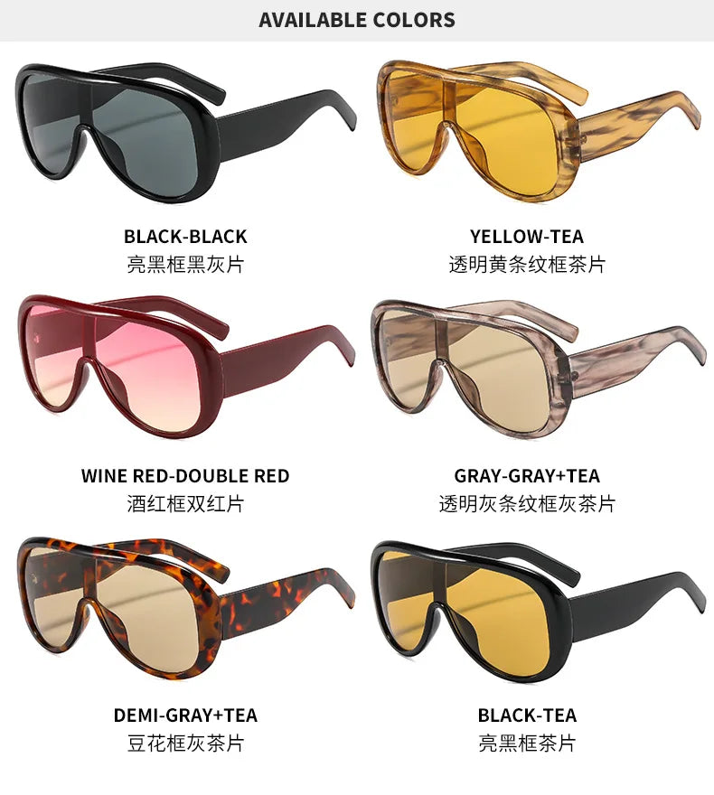 Oversized One Piece Large Frame Y2K Cat Eye Sunglasses for Women Men Retro Square Gradient Sun Glasses UV400 Decoration Shades