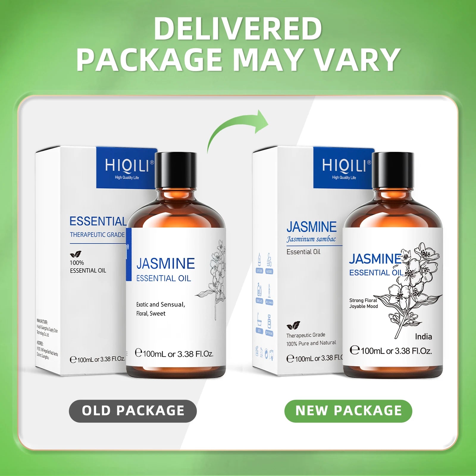 HIQILI 100ML Jasmine Ylangylang Orange Essential Oils, 100% Pure Floral Oil for Diffuser, Humidifier, Massage, DIY...