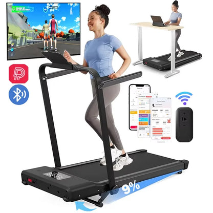 Hot Walking Pad Treadmill with 9% Incline Under-Desk for Home/Office 37.4inch Belt LCD Display Portable Foldable Safety Armrest - Kimlud
