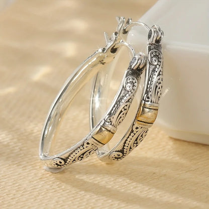 Vintage Trendy Carved Pattern Geometric Pendant Earrings Women's Personalized Ethnic Style Holiday Accessories Gifts |...