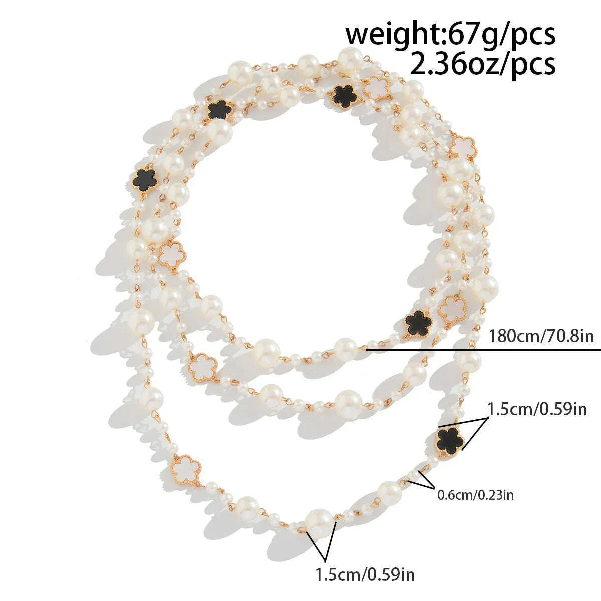 Ingemark Elegant Multilayer Imitation Pearl Choker Necklace for Women Flower Adjustable Long Chain Y2K Jewelry Wed Accessories