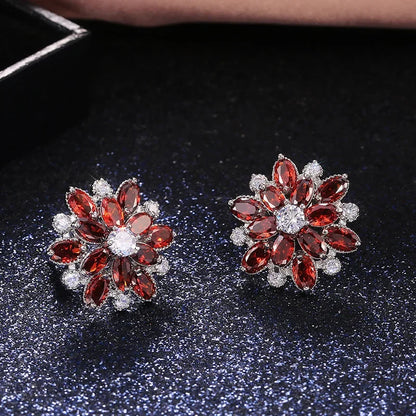 Cute Big AAAAA Bling Cubic Zirconia 925 Silver Needle Stud Earrings Fashionable Flower Earring for Women Jewelry Gift...