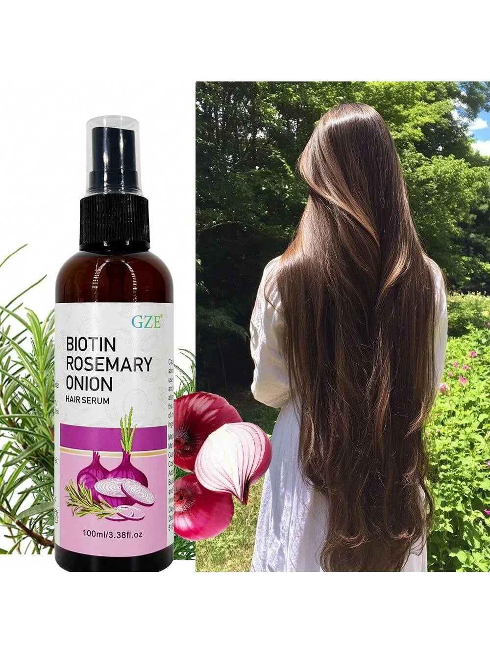 GZE Biotin Rosemary Onion Hair Serum Moisturizing Hair Serum Strong Hair Heat Protection Anti-Breakage For Dry And Damaged Hair