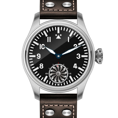 Hruodland 43mm Pilot Men's Manual Mechanical Watch Sapphire Crystal BGW-9 Night Light Turbine Retro Waterproof 5Bar reloj hombre