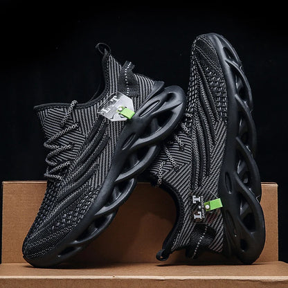 Breathable Men's Running Shoes Fashion Platform Men Casual Shoes Mesh Lightweight Anti-slip Outdoor Sneakers Work Black Tennis