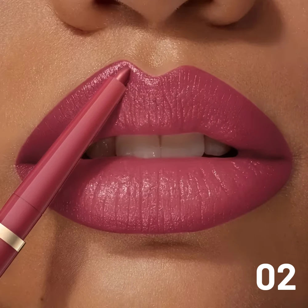 High Pigment Matte Nude Lip Liner Pencil, Waterproof Long Wear Smooth Retractable Lip Contour Makeup - Kimlud