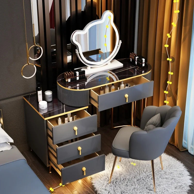 Modern Luxury Vanity Table Storage European Big Study Corner Women Organizer Dressing Table Girl Penteadeira Chinese Furniture