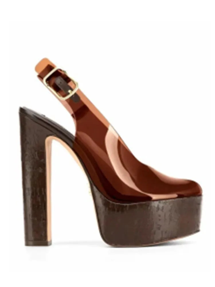 2026Women's Summer Thick Soled High-heeled Sandals, Fashionable Transparent Plus Size Women's 34-44 Plus Size Sandals
