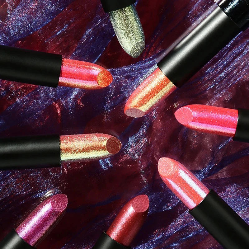 15 Colors Metallic Purple Chameleon Lipstick Waterproof Long Lasting Pearlescent Glitter Diamond Lipstick Halloween...